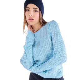 Bewakoof Blue Structured Sweater-picture-32