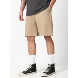 Bewakoof Brown Blended Relaxed Fit Solid Oversized Shorts-picture-15