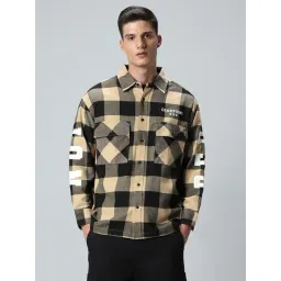 Bewakoof Brown Cotton Relaxed Fit Checks Shirt-picture-29