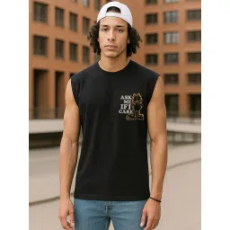 Bewakoof Garfield Men's Jet Black If I Care Graphic Printed Oversized Vest-picture-11