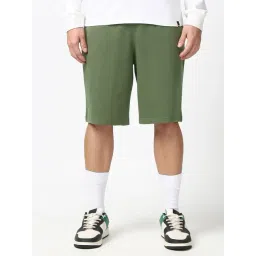 Bewakoof Green Blended Relaxed Fit Solid Oversized Shorts-image-7