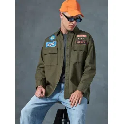 Bewakoof Green Cotton Relaxed Fit Printed Shirt-image-24