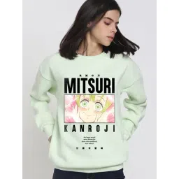 Bewakoof Green Loose Fit Graphic Print Sweatshirt-image-16