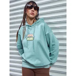 Bewakoof Green Loose Fit Printed Hooded Sweatshirt-picture-14