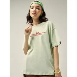 Bewakoof Green Oversized Graphic T-Shirt-picture-15