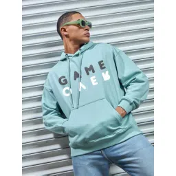 Bewakoof Green Relaxed Fit Printed Hooded Sweatshirt-image-19