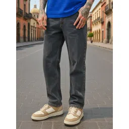 Bewakoof Grey Blended Straight Fit Solid Jeans-picture-16