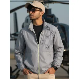 Bewakoof Grey Regular Fit Graphic Jacket-picture-28