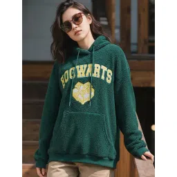 Bewakoof Harry Potter Women's Green Hogwarts Embroidered Oversized Hoodies-picture-10