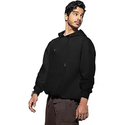 bewakoof Heavy Duty 1.0 Men's Solid Oversized Fit Full Sleeve Fleece Hoodies-picture-14