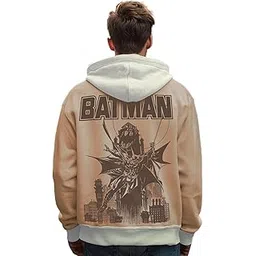 bewakoof Heavy Duty 1.0 Official DC Merchandise Batman Men's Graphic Print Oversized Fit Full Sleeve Hooded Fleece Hoodies_652596_Brown_L-picture-12