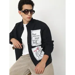 Bewakoof Jet Black Relaxed Fit Graphic Shirt-picture-11