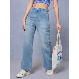 Bewakoof Light Blue Straight Fit High Rise Jeans-picture-24