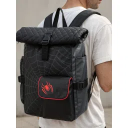 Bewakoof Marvel Unisex Black Spider Man Printed Roll Top Backpack-picture-18