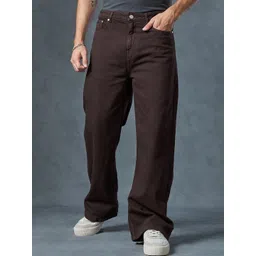 Bewakoof Men Baggy Wide Leg High-Rise Clean Look Cotton Baggy Jeans-picture-37