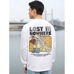 Bewakoof Men Graphic Printed Round Neck Pure Cotton Oversized T-shirt-picture-22