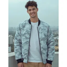 Bewakoof Men Grey Nylon Regular Fit Print Casual Jacket-picture-46