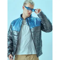 Bewakoof Men Grey Nylon Relaxed Fit Casual Jacket-picture-18