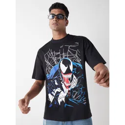 Bewakoof Men Venom Graphic Printed Round Neck Cotton Oversized T-shirt-picture-26