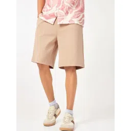 Bewakoof Men's Beige Oversized Shorts-picture-46