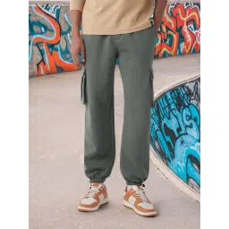 Bewakoof Men's Charcoal Grey Oversized Brushed Cargo Jogger-picture-45