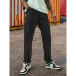 Bewakoof Men's Jet Black Nylon Cargo Parachute Pant-picture-10