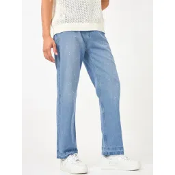 Bewakoof Men's Light Blue Washed Straight Fit Mid-Rise Jeans-picture-38