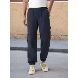 Bewakoof Men's Navy Blue Super Loose Fit Nylon Cargo Jogger Pant-picture-20
