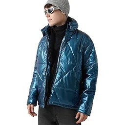 bewakoof Men's Nylon Oversized Fit Hooded Puffer Jacket | Jacket for Men Winter Wear-picture-12