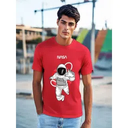 Bewakoof Men's Red NASA Astronaut Graphic Printed T-shirt-picture-47