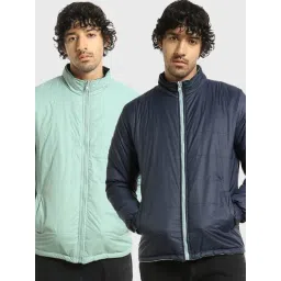 Bewakoof Men's Sage & Navy Plus Size Reversible Puffer Jacket-picture-39