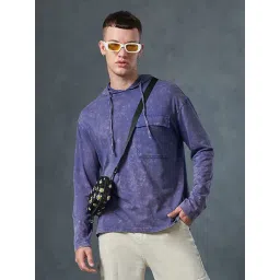 Bewakoof Men's Skipper Blue Oversized Acid Wash Hoodie T-shirt-picture-30