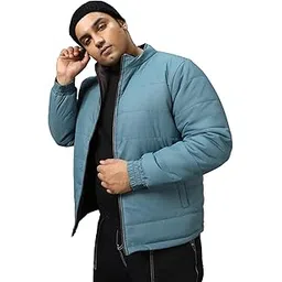 bewakoof Men's Solid Regular Fit Full Sleeve Collar Nylon Plus Size Puffer Jacket-picture-25