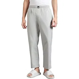 bewakoof Men's Solid Regular Fit Poplin Pyjama_581594_Grey_3XL-picture-28