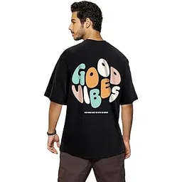 bewakoof Men's Typography 100% Cotton T-Shirt - Oversized Fit, Round Neck, Half Sleeves-picture-28