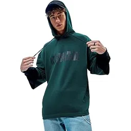 bewakoof Men's Typography Oversized Fit Full Sleeve Cotton Hoodies-picture-17