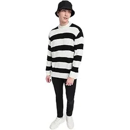 bewakoof Men's Typography Oversized Fit Full Sleeve Round Neck Acrylic Sweater-picture-26