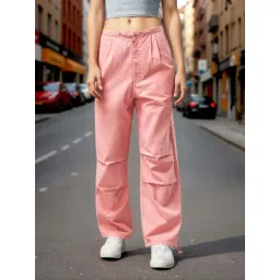 Bewakoof Mild Pink Cotton Loose Fit Trousers-picture-18