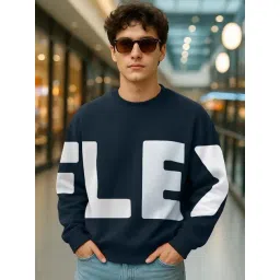 Bewakoof Navy Blue Terry Relaxed Fit Graphic Sweatshirt-picture-13