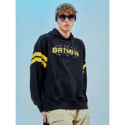 Bewakoof Official DC Merchandise Black Relaxed Fit Graphic Print Oversized Hooded Sweatshirt-picture-46