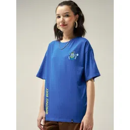 Bewakoof Official Disney Merchandise Blue Oversized Graphic T-Shirt-picture-25