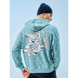 Bewakoof Official Garfield Merchandise Garfield Chase Graphic Printed Oversized Hoodies-picture-31