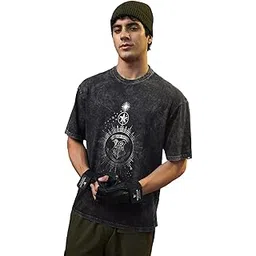 bewakoof Official Harry Potter Merchandise Men's 100% Cotton 220 GSM Graphic Print Oversized Fit Round Neck T-Shirt-picture-28
