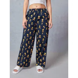 Bewakoof Official Looney Tunes Women's Blue Tweety All Over Printed Wide Leg Pyjamas-picture-10