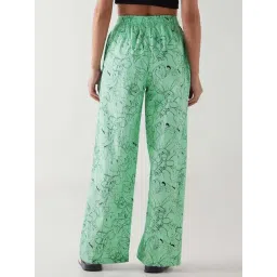 Bewakoof Official Looney Tunes Women's Green All Over Printed Wide Leg Pyjamas image 2