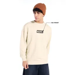 Bewakoof Official Marvel Men's Beige Venom Graphic Printed Oversized Sweatshirt-picture-19