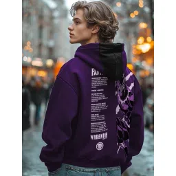 Bewakoof Official Marvel Merchandise Black Panther Men's Graphic Print Oversized Fit Full Sleeve Hooded Poly Cotton Hoodies image 1