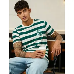 Bewakoof Official Marvel Merchandise hulk Men's Green & Off White Striped T-shirt-picture-12