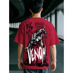 Bewakoof Official Marvel Merchandise Men Salsa We Venom Graphic Printed Oversized T-shirt-picture-27