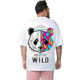 bewakoof Original Men's 100% Cotton 220 GSM Graphic Print Oversized Fit Round Neck Plus Size T-Shirt-picture-12